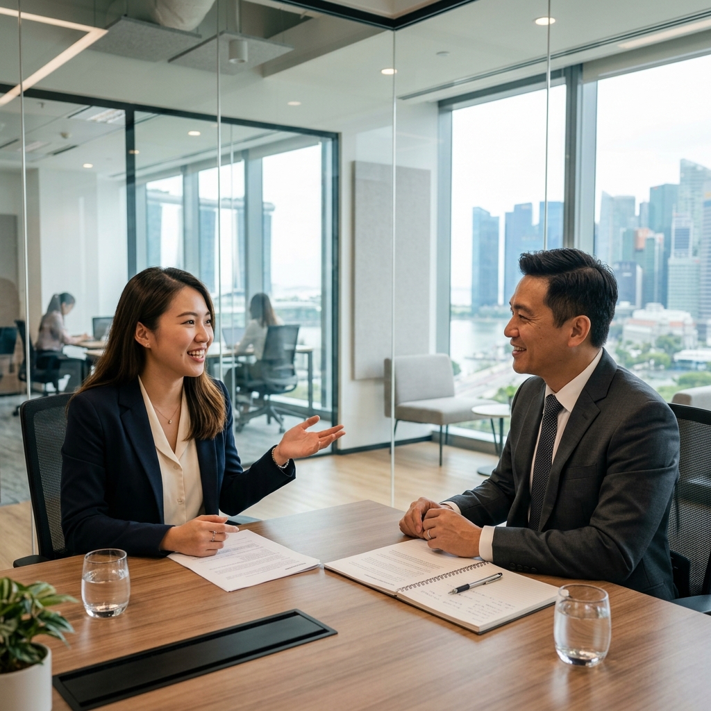 Singapore hiring manager conducting an authentic candidate interview